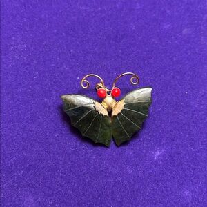 Green and Gold Butterfly Brooch